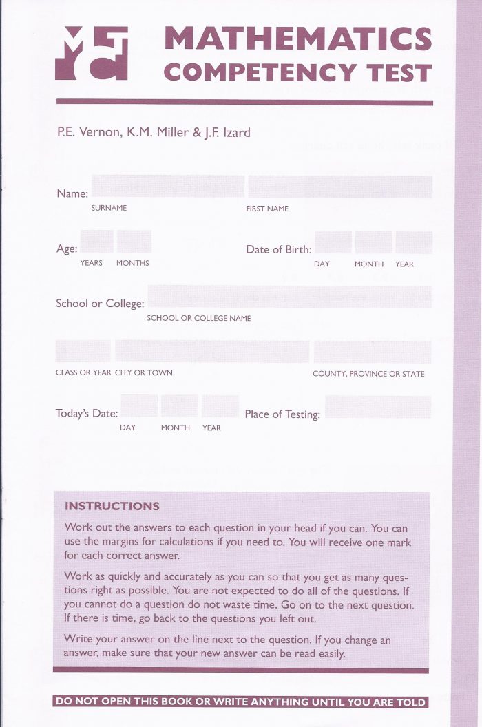 Mathematics Competency Test Booklet-0